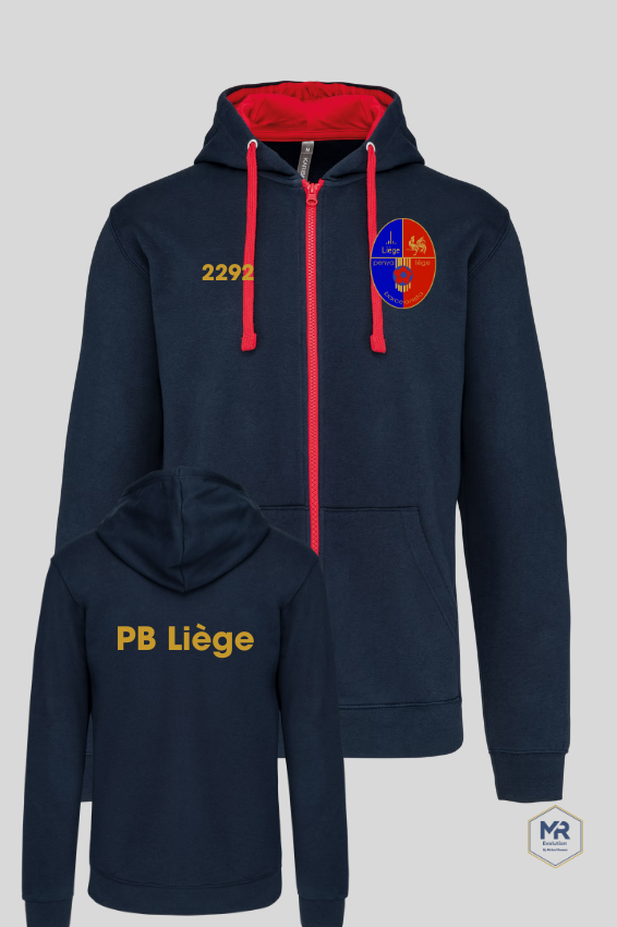 Sweat Capuche Zip Bicolore "PB Liège"