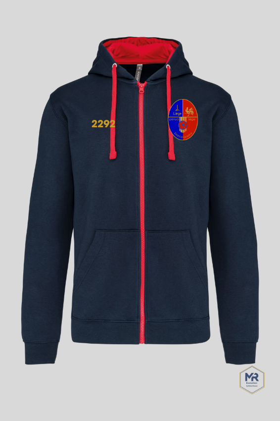 Sweat Capuche Zip Bicolore "PB Liège"