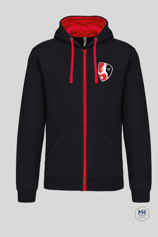 Sweat Capuche Zip Bicolore
